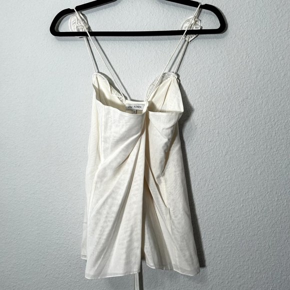 Zac Posen Cream Leaf Embroidered Spaghetti Strap Cotton Top Sz 4 - Picture 12 of 12